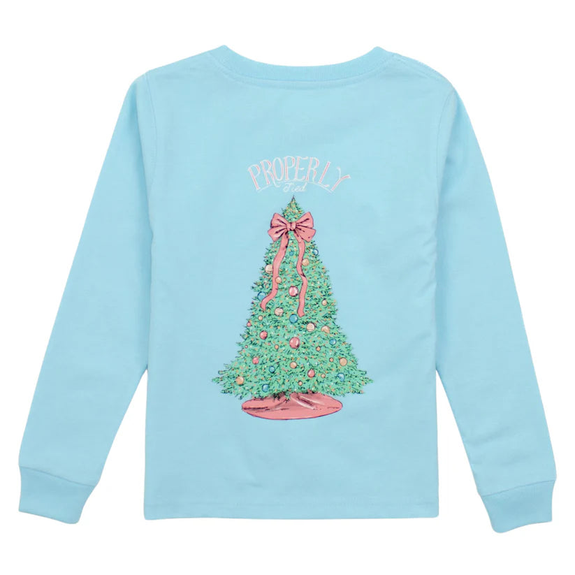 Merry & Bright Logo Tee LS- Powder Blue