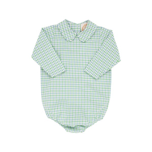 Peter Pan Collar Shirt & Onesie (Broadcloth) - Kiawah Kelly Green & Barrington Blue Chandler Check