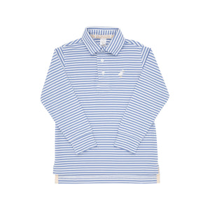 Long Sleeve Prim & Proper Polo- Park City Periwinkle Stripe/Multicolor