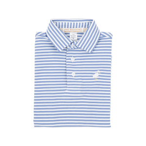 Long Sleeve Prim & Proper Polo- Park City Periwinkle Stripe/Multicolor