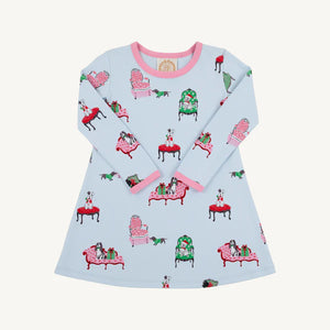 Polly Play Dress LS- Paw-recious/Hamptons Hot Pink