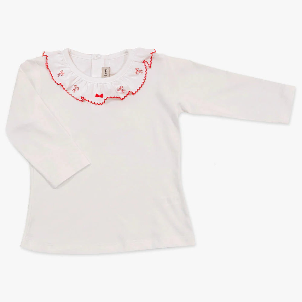 Candy Cane Embroidered Pima Cotton Blouse