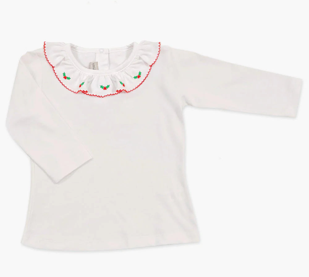 Hollies Embroidered Pima Cotton Blouse LS