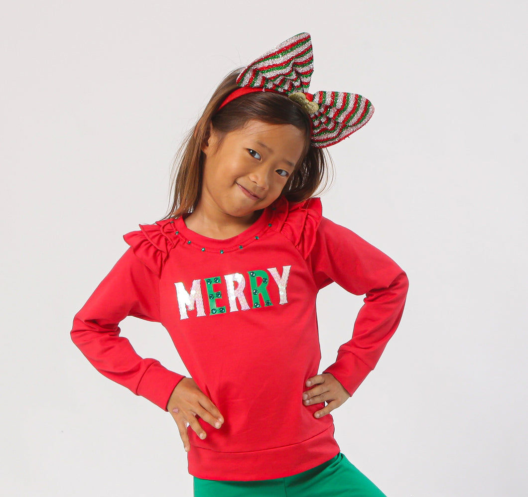 Merry LS Ruffle Tee & Sequin Tinkerbell Skort Set