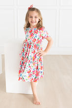 Load image into Gallery viewer, Neon Floral Pocket Twirl Dress
