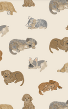 Load image into Gallery viewer, Napping Puppies Lap Shoulder Bodysuit- Ivory/Tan
