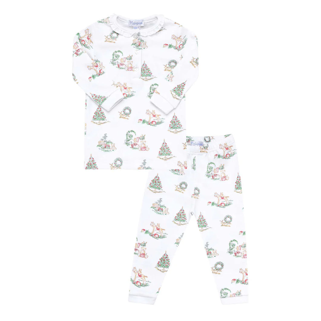 Girl Christmas Toile Pajamas