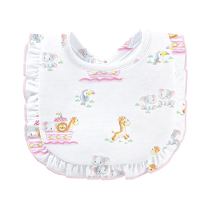 Noah's Ark Bib w/ Ruffle- Pink