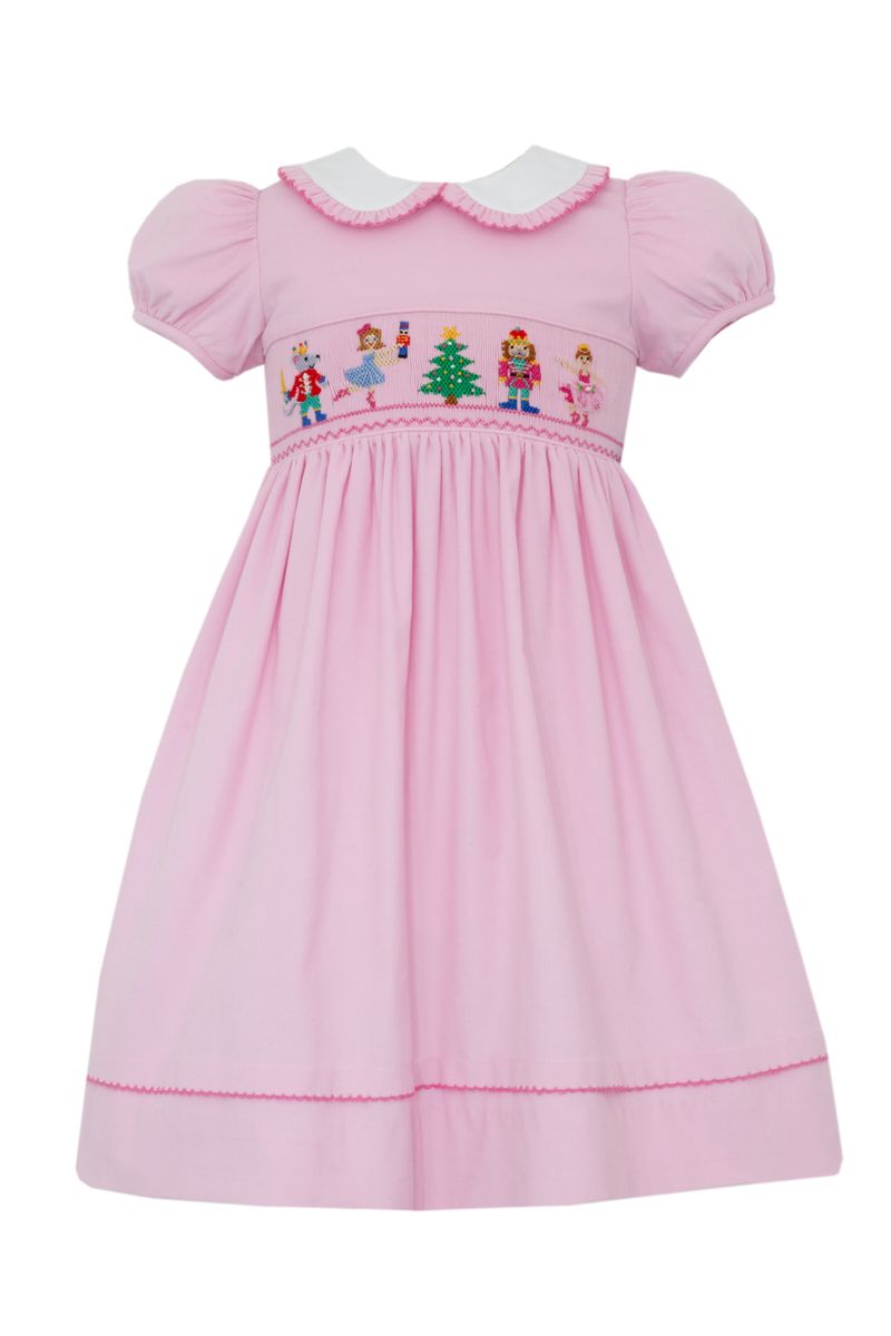 Nutcrackers Corduroy Smocked Dress- Pink