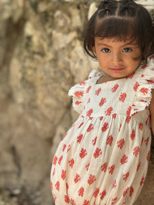 Chichen Itza Romper w/ Embr. Frilled Sleeves