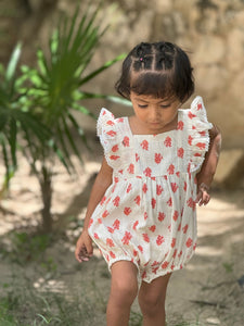 Chichen Itza Romper w/ Embr. Frilled Sleeves