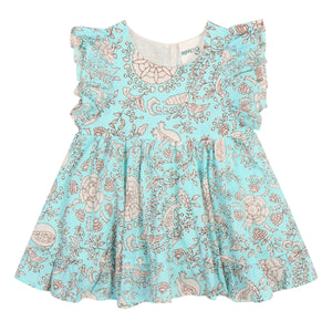 Isla Holbox Floral Frill Sleeve Dress