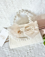 Tweed Luxe Purse Pearly Trim & Bow