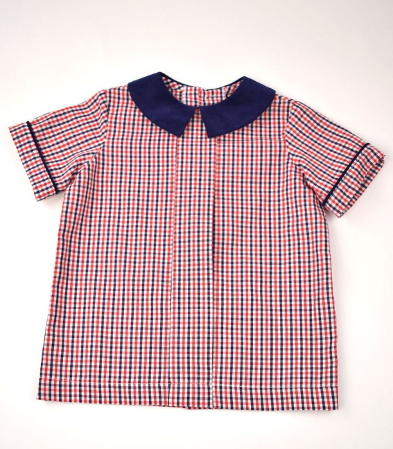 Pleat Front Red/Navy Shirt & Navy Shorts Set