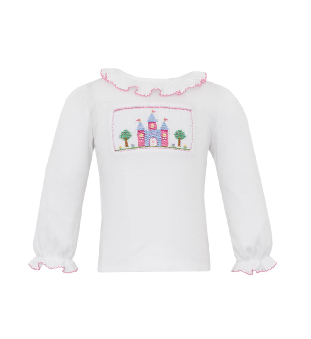 Princess Castle Smocked T-Shirt LS- White