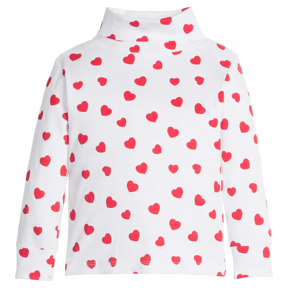 Printed Turtleneck - Red Hearts