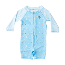 Load image into Gallery viewer, Baltic Sea Boats in the Bay Lil Reef Rashguard Swimsuit
