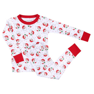 Winking Santa Print Red Pajama Set