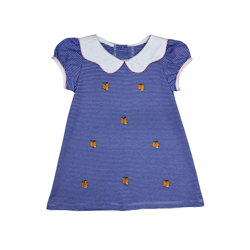 Pumpkin Bryar Dress- Royal Blue Stripe