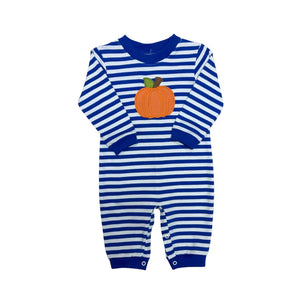 Pumpkin Luke Romper LS- Royal Blue Stripe
