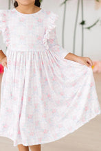 Load image into Gallery viewer, Ribbons &amp; Roses 3/4 Sleeve Ruffle Twirl Dress
