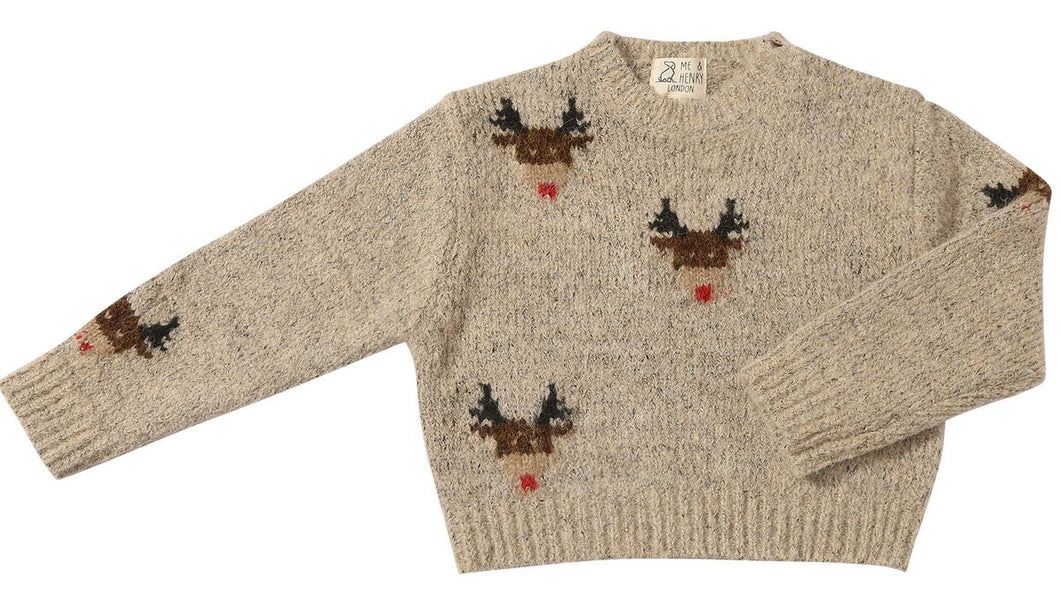 Rudy Reindeer Sweater- Beige