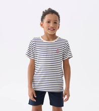 Load image into Gallery viewer, Blue Indigo Stripe Bamboo Tee
