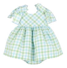 Load image into Gallery viewer, Pastel Plaid Bow Dress- Blue/Green
