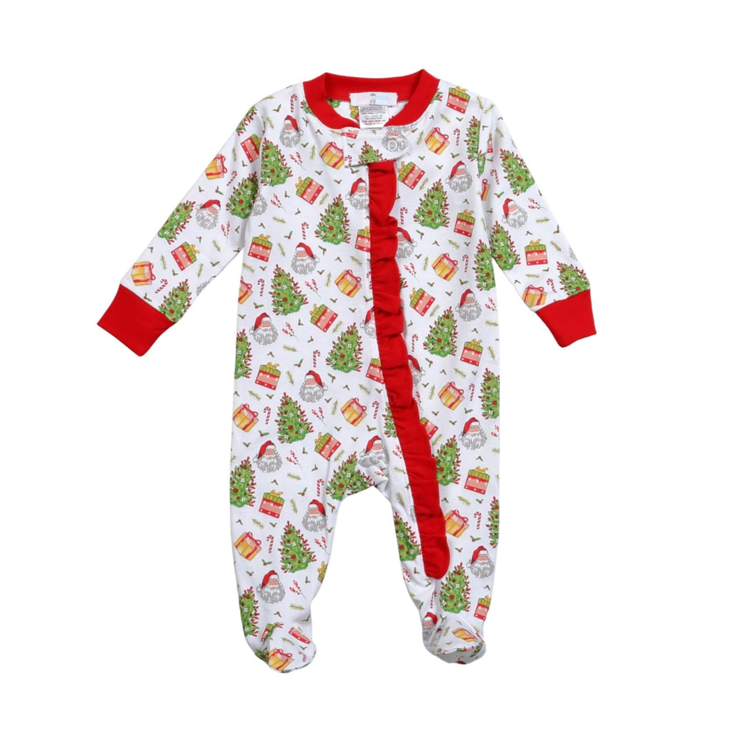 Santa Claus is Coming to Town Pima Zipper Footie