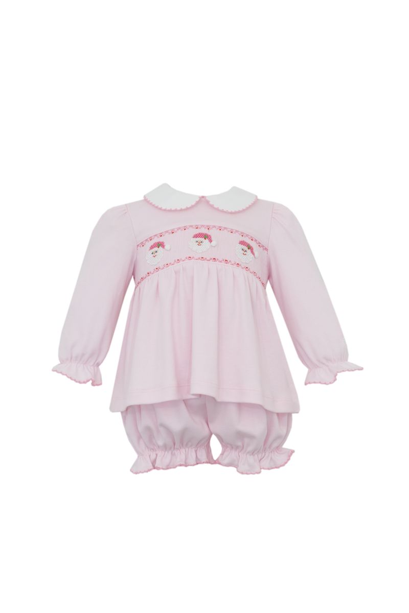 Santa Faces Bloomer Set LS- Pink