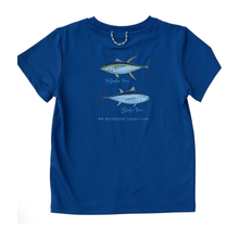 Load image into Gallery viewer, Pro Performance Fishing Tee with Tuna Print- Navy
