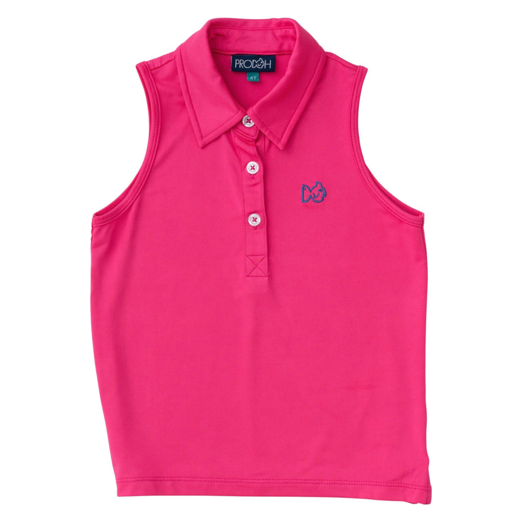 Girls Sleeveless Pro Performance Polo in Cheeky Pink