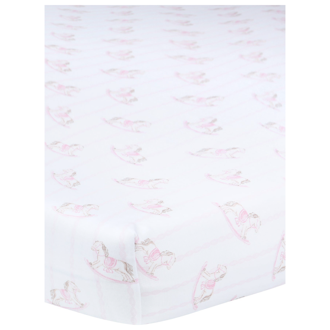 Pink Rocking Horse Crib Sheet