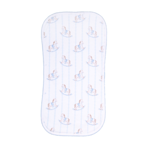 Blue Rocking Horse Baby Burp Cloth