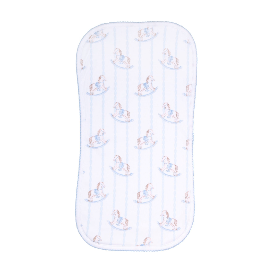 Blue Rocking Horse Baby Burp Cloth