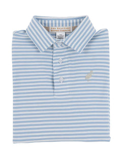Prim & Proper Polo LS- Barrington Blue Stripe/Keeneland Khaki