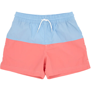 Country Club Colorblock Trunks - Beale Street Blue & Parrot Cay Coral