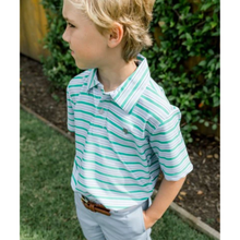 Load image into Gallery viewer, Meadow Short Sleeve Stripe Henry Performance Polo
