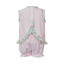 Load image into Gallery viewer, Leah Pink Gingham Knit Bloomet Set- Pink and Blue Floral Trim
