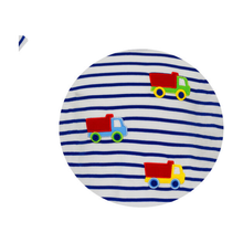 Load image into Gallery viewer, Dump Truck Romper- Royal Blue Stripe
