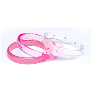 Fancy Bow Satin Pink Bangles
