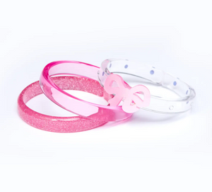 Fancy Bow Satin Pink Bangles