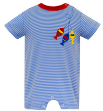 Load image into Gallery viewer, Fish Romper - Periwinkle Blue Stripe
