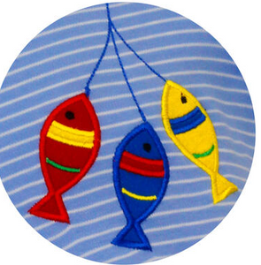 Fish Romper - Periwinkle Blue Stripe