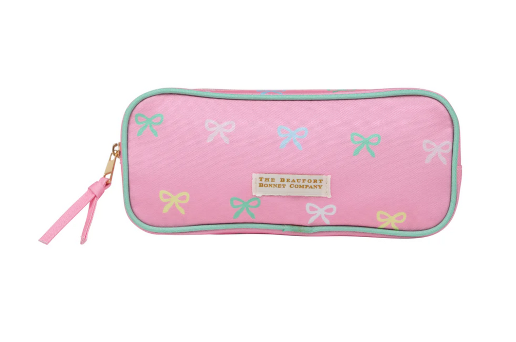 Peyton Pencil Pouch- Recess Ribbons w/ Palm Beach Pink/ Beale Street Blue