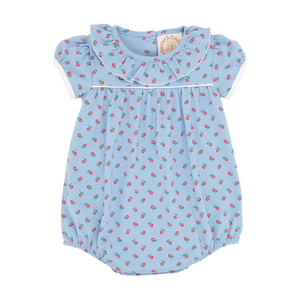 Ramona Ruffle Bubble- Barrington Blue Midway Micro Floral/ Palmetto Pearl