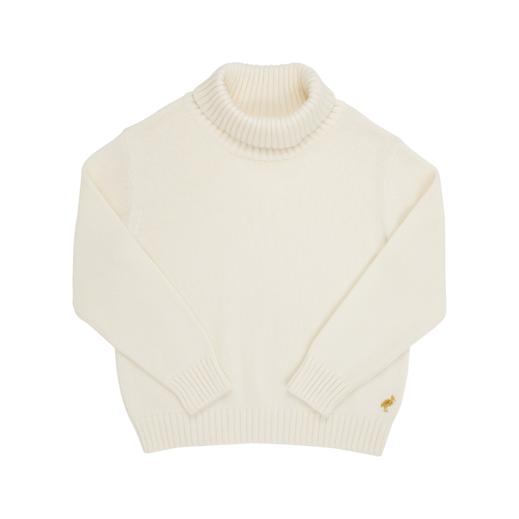 Townsend Turtleneck Sweater- Palmetto Pearl/ Gold