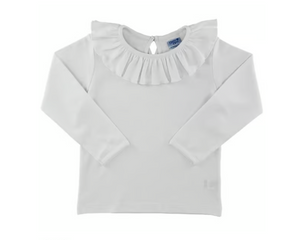 Ruffled Tee LS- White