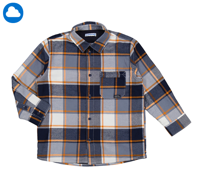 Long Sleeve Checked Overshirt- Carrot