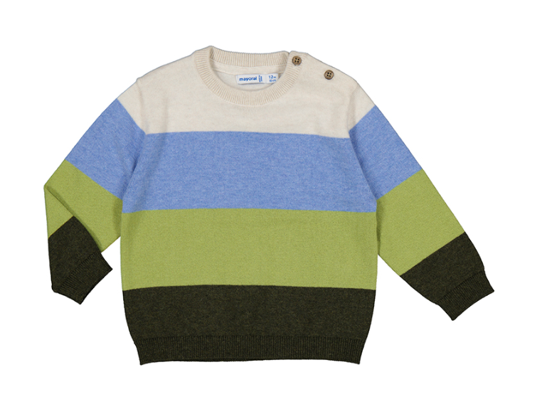 Basic Crewneck Block Sweater- Forest Mix